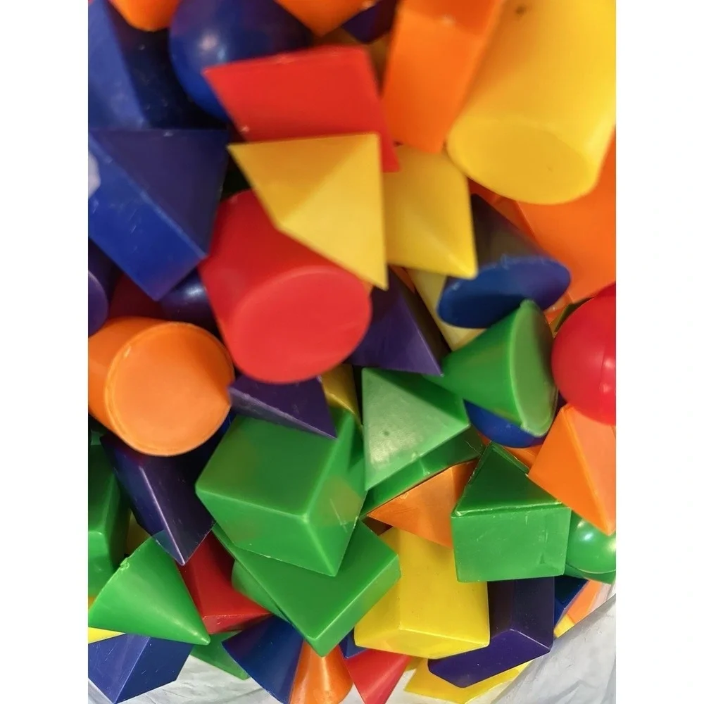 215 Lot 3D Plastic Geometric Shapes Block Math Teacher Manipulative Learning Toy